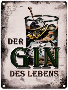 Der Gin Sinn des Lebens Glas Schild retro und antik